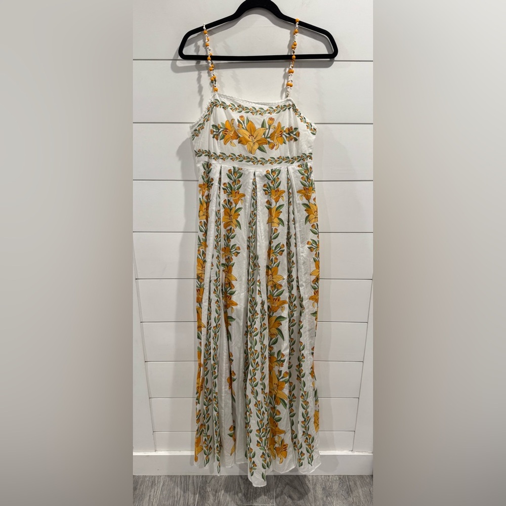NWT Farm Rio Womens Tropical Lightness Maxi Dress Off White Yellow floral - Picture 8 of 12